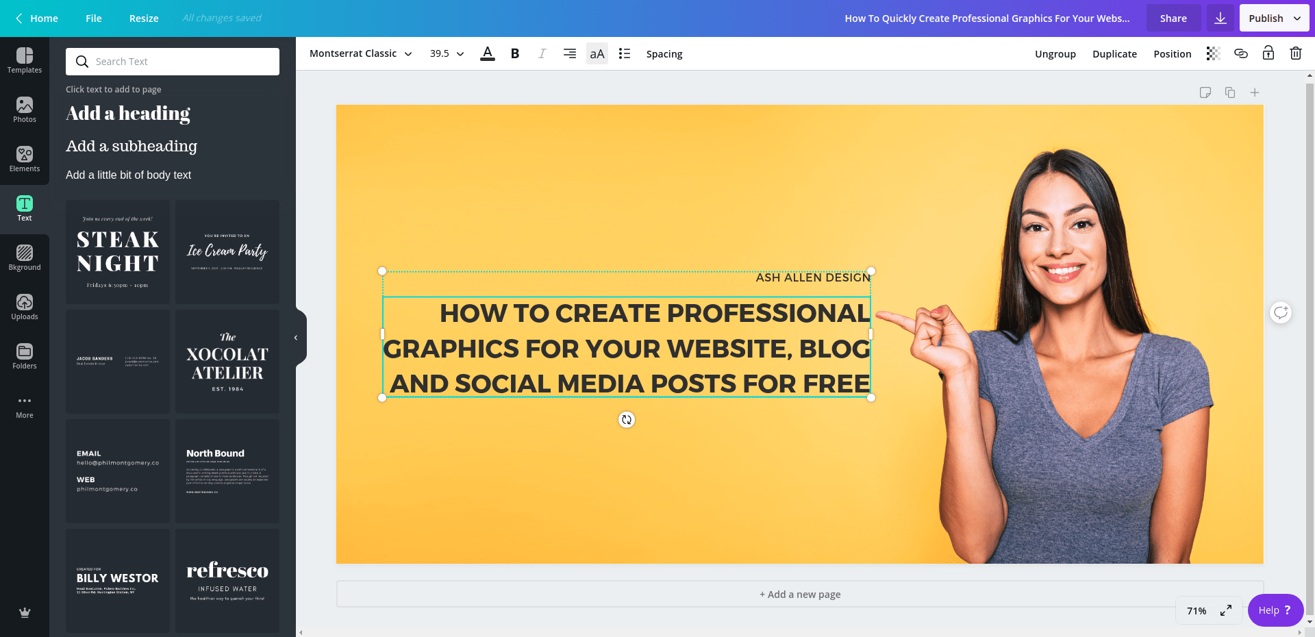 Canva - Create professional images for website design and social media